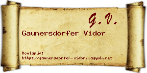Gaunersdorfer Vidor névjegykártya